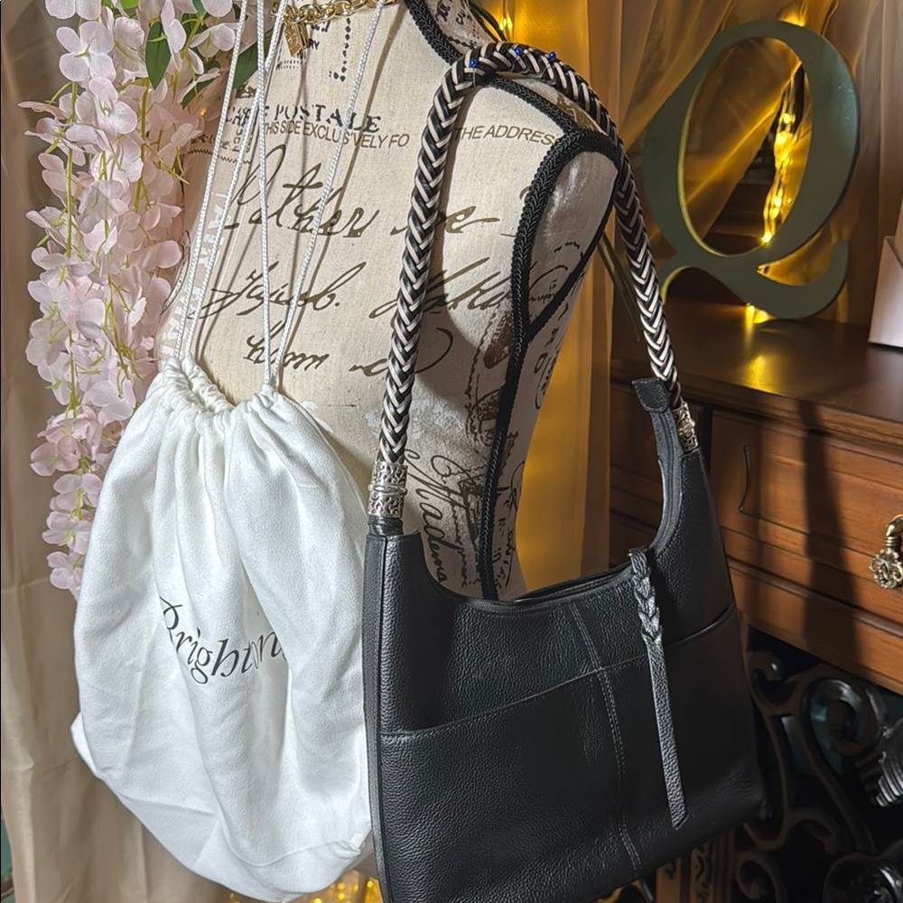 Brighton Bellaire Hobo Black Leather Shoulder Bag (EUC) ON SALE